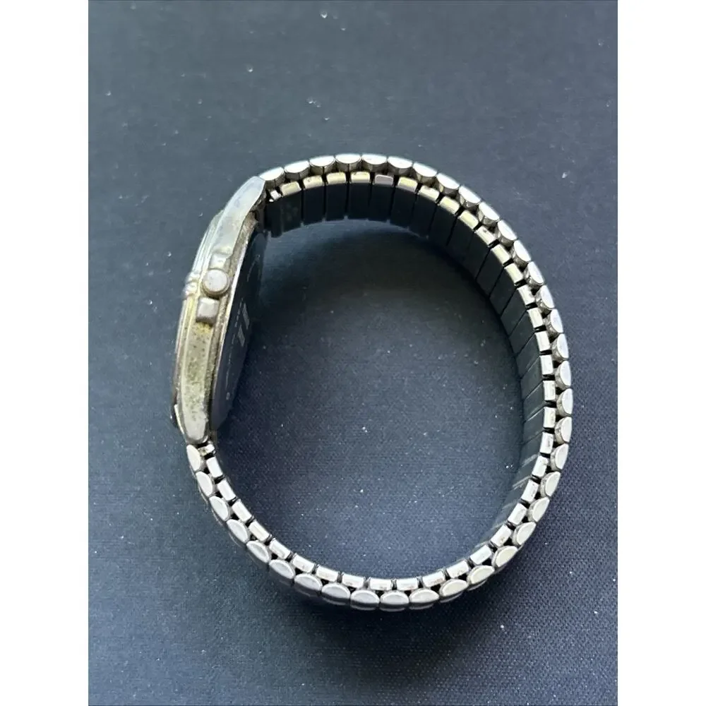 Silver Tone Stretch Band Quartz Watch